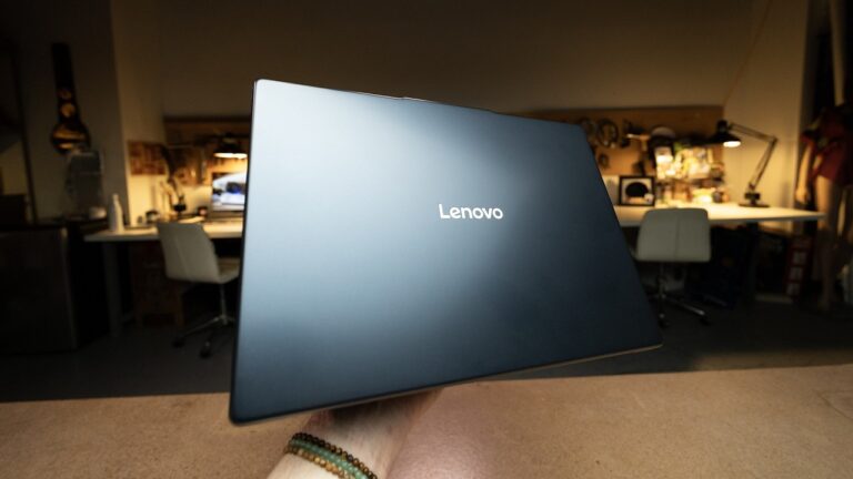 A close-up of the Lenovo IdeaPad Slim 3i laptop showing its 15-inch touchscreen and full keyboard.